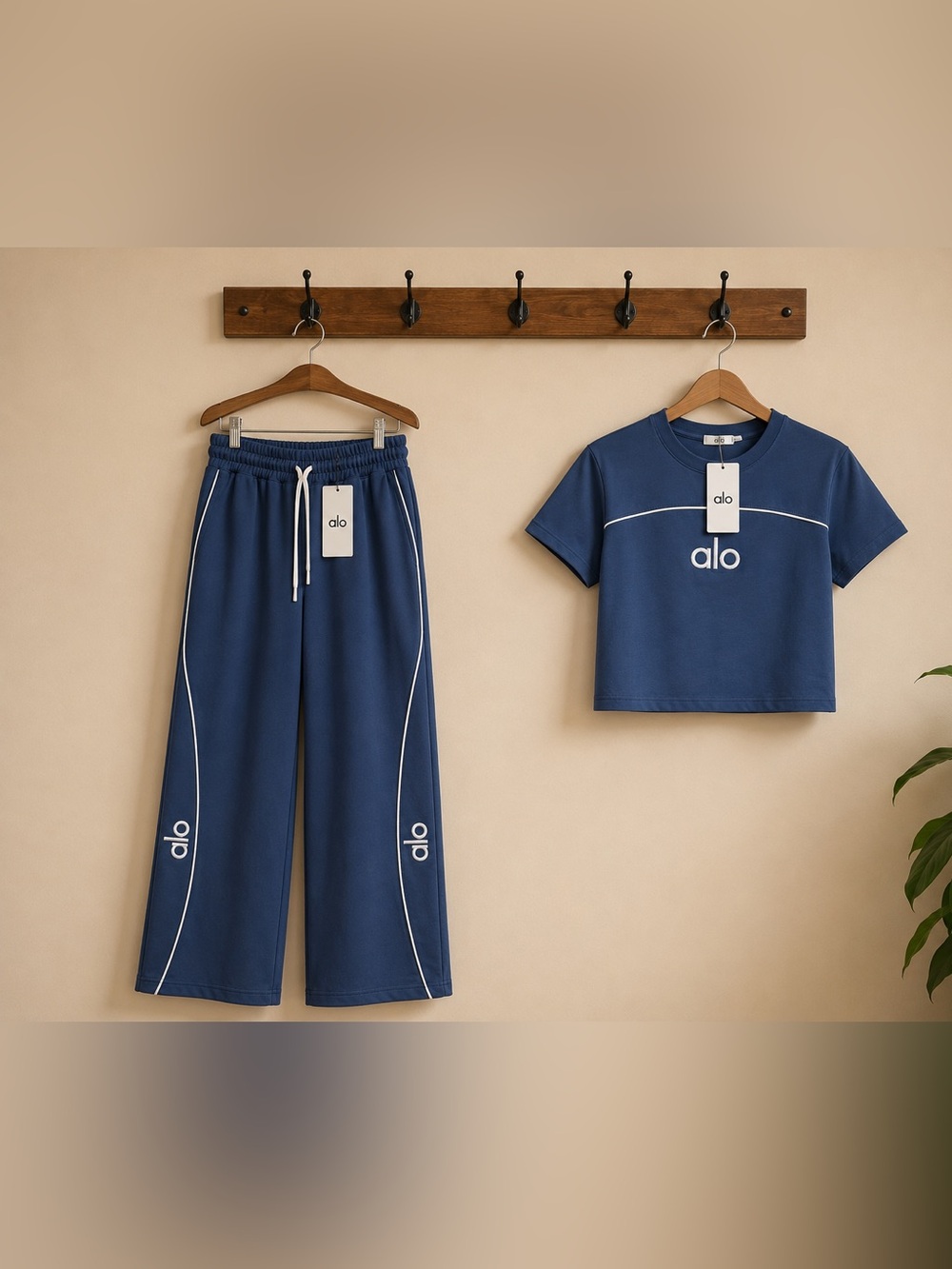 Blue Athleisure Set | Matching Tee & Wide-Leg Joggers | New with Tags